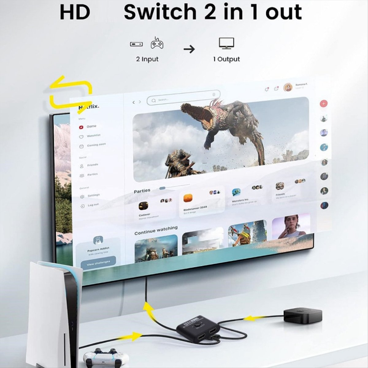 Xbox Laptop Accessories - Friendly!4K X 2K -Compatible Switch Bi-Direction