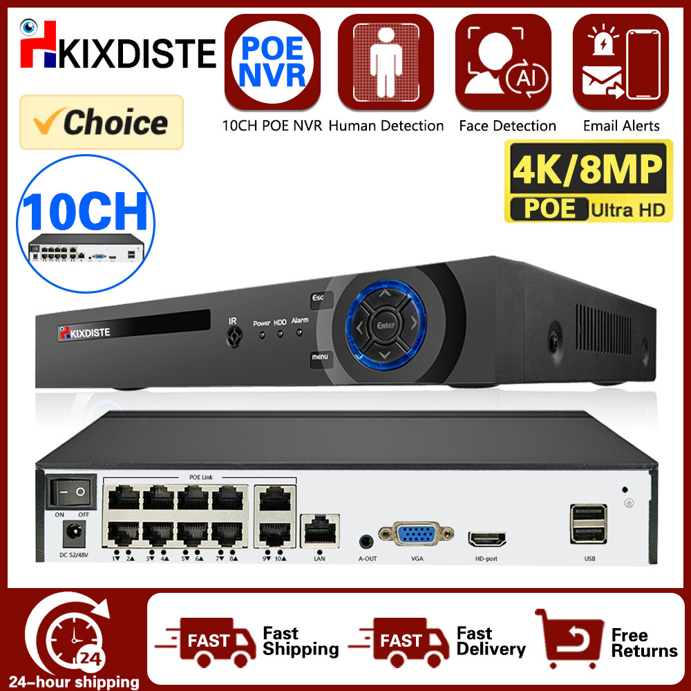 Monitor Portable Usb - 4K 10CH POE Smart NVR (1080p/3MP/4MP/5MP/6MP/8MP/4K)