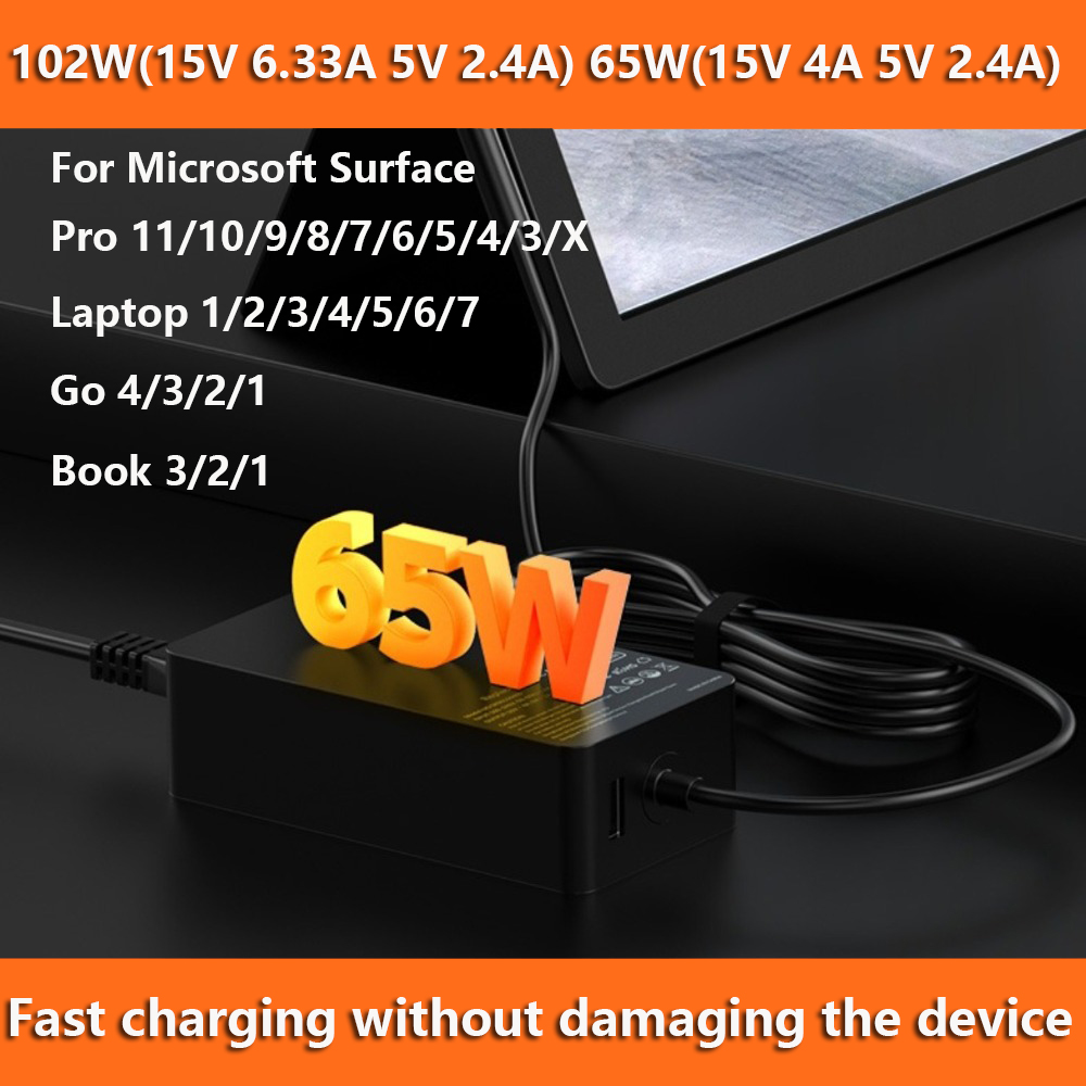 Laptop Office Accessories - 65W 102W Charger Compatible with Microsoft