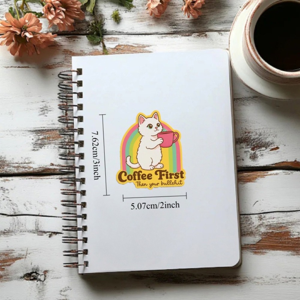 Fun coffee cat stickers Retro  - Laptop Unique Accessories recension och pris
