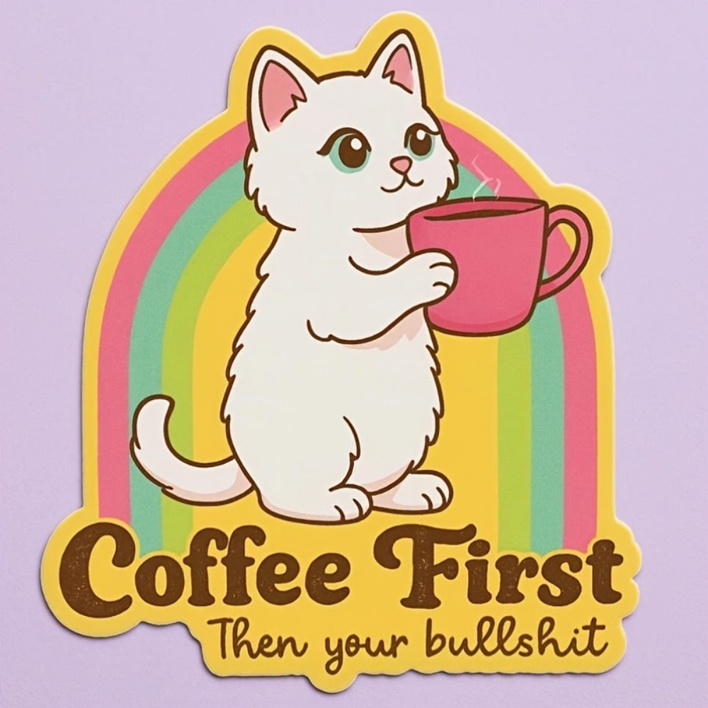 Fun coffee cat stickers Retro  - Laptop Unique Accessories recension och pris
