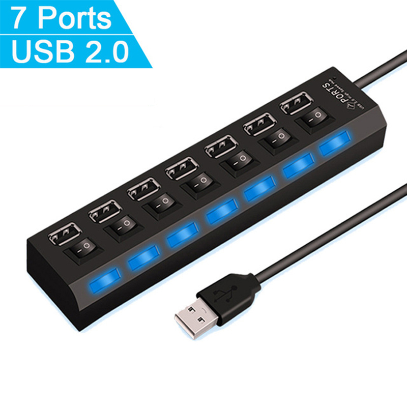 7 Port USB 2.0 Hub Splitter Fo - Laptop Office Accessories recension och pris
